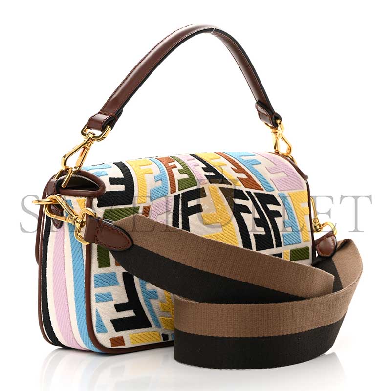 F**di x sara coleman multicolor ff fish eye embroidered baguette bag (28*14*6cm)